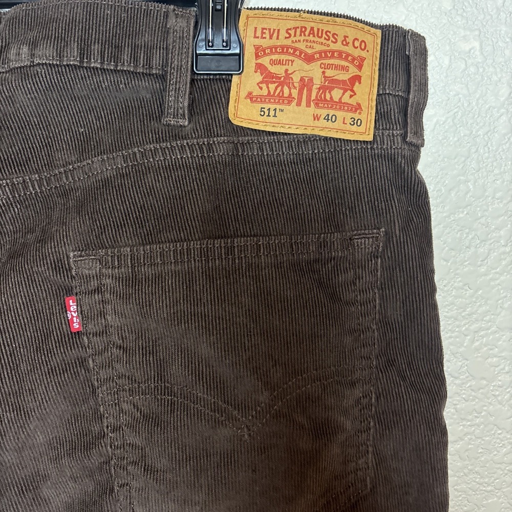Levi's 511 Slim Fit Men's Corduroy Jeans 40x30 Brown Zip Fly Casual Straight Sli - Picture 15 of 16
